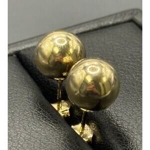 New Condition Gold Sterling Silver 10MM Ball Stud Earrings 925